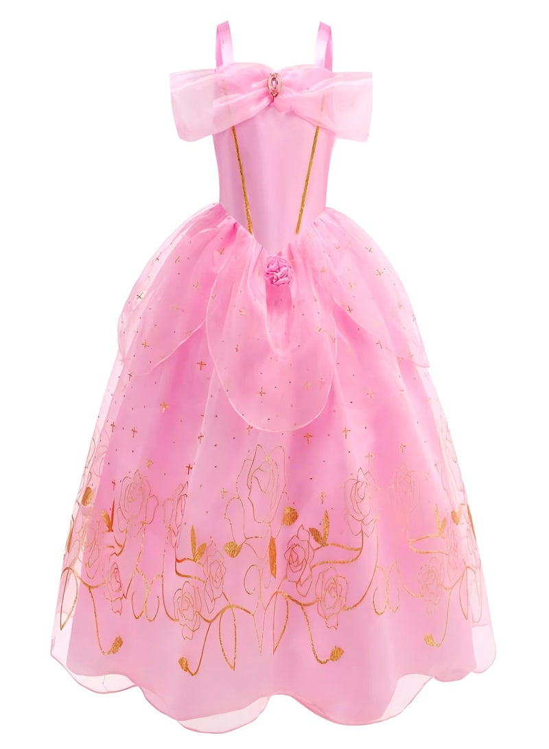 Halloween Children's Day  Children's Stage Costume Costume Pink Princess Dress Accessories 7 pieces - Image 2