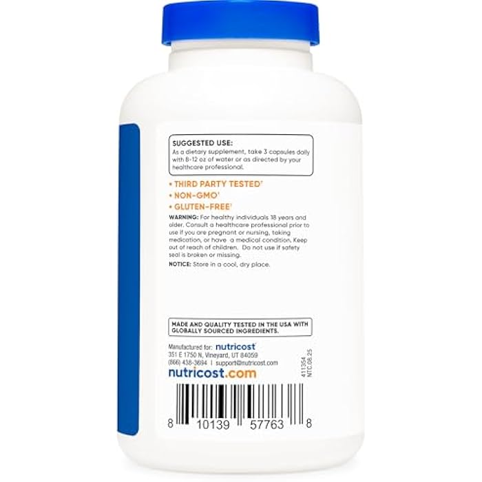 Nutricost Magnesium Lactate (210mg) 180 Capsules - Vegan, GMO-Free, Gluten-Free, 60 Servings - Image 4