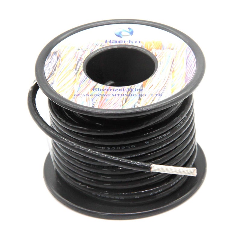 Marine Grade 10 Gauge 1000V Automotive High Temperature Wire 10 AWG Stranded Tinned Copper Hook Up Cable Hard Wire 25FT Black Roll