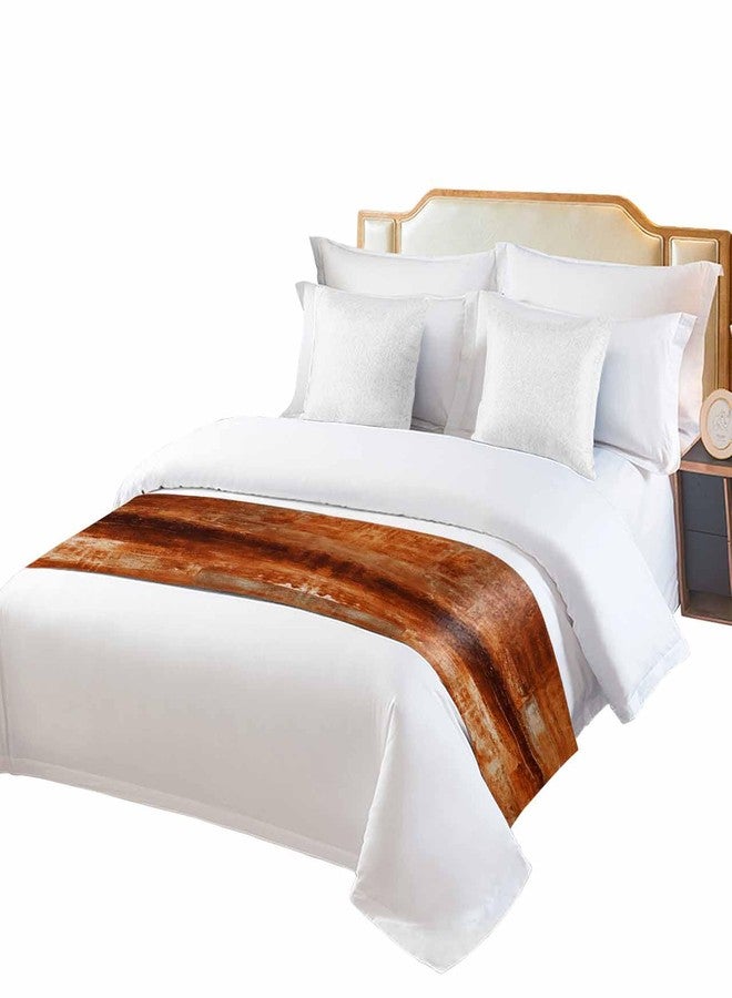 Ldtrchee Burnt Orange Bed Runner for Queen Size Bed, Abstract Decorative Bed Scarf Throws for Foot of Bed, Oil Modern Painting Luxury Bedding Protector Slipcover Bed Runners for Home, 83 x 20 Inch - Image 2