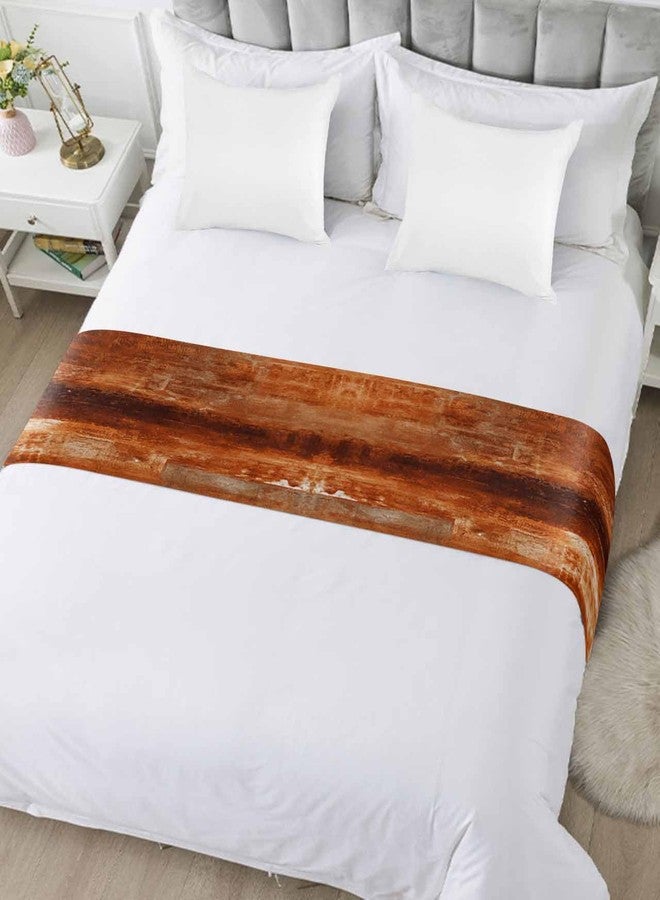 Ldtrchee Burnt Orange Bed Runner for Queen Size Bed, Abstract Decorative Bed Scarf Throws for Foot of Bed, Oil Modern Painting Luxury Bedding Protector Slipcover Bed Runners for Home, 83 x 20 Inch - Image 5