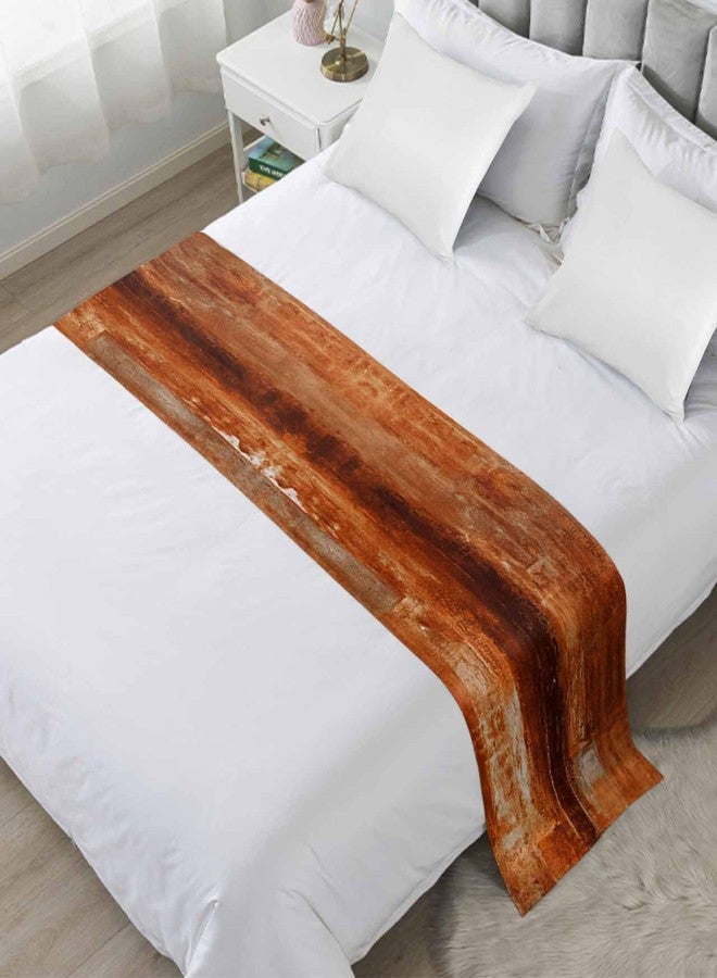 Ldtrchee Burnt Orange Bed Runner for Queen Size Bed, Abstract Decorative Bed Scarf Throws for Foot of Bed, Oil Modern Painting Luxury Bedding Protector Slipcover Bed Runners for Home, 83 x 20 Inch - Image 1