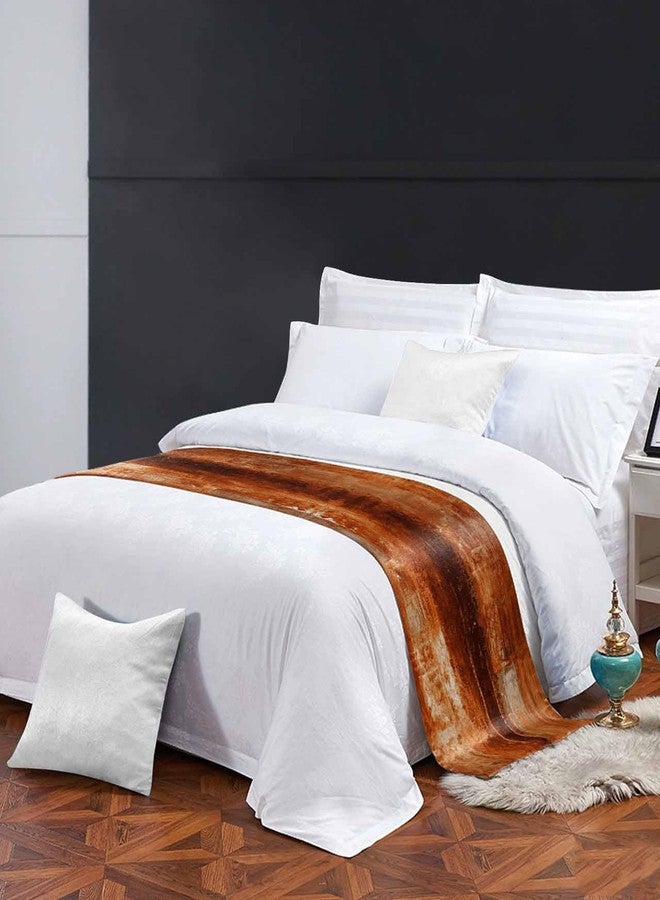 Ldtrchee Burnt Orange Bed Runner for Queen Size Bed, Abstract Decorative Bed Scarf Throws for Foot of Bed, Oil Modern Painting Luxury Bedding Protector Slipcover Bed Runners for Home, 83 x 20 Inch - Image 3