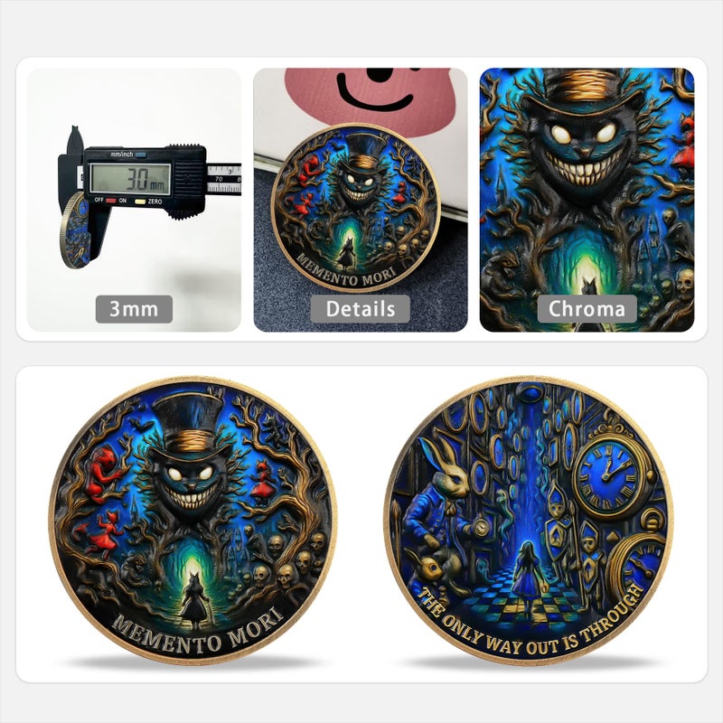 Imasoner Memento Mori Coin â€“ Gothic Skull and Clock Token with Quote, Inspirational Pocket Coin for Reflection and Mindfulness - Image 3