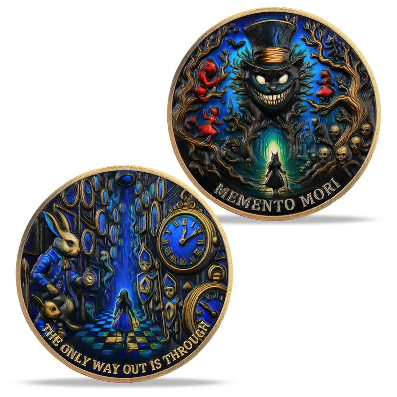 Imasoner Memento Mori Coin â€“ Gothic Skull and Clock Token with Quote, Inspirational Pocket Coin for Reflection and Mindfulness - Image 1