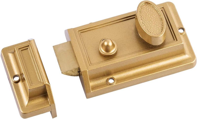 SUMBIN Night Latch Lock Zinc Cylinder with Latch Bolt Gold Finish - Image 2