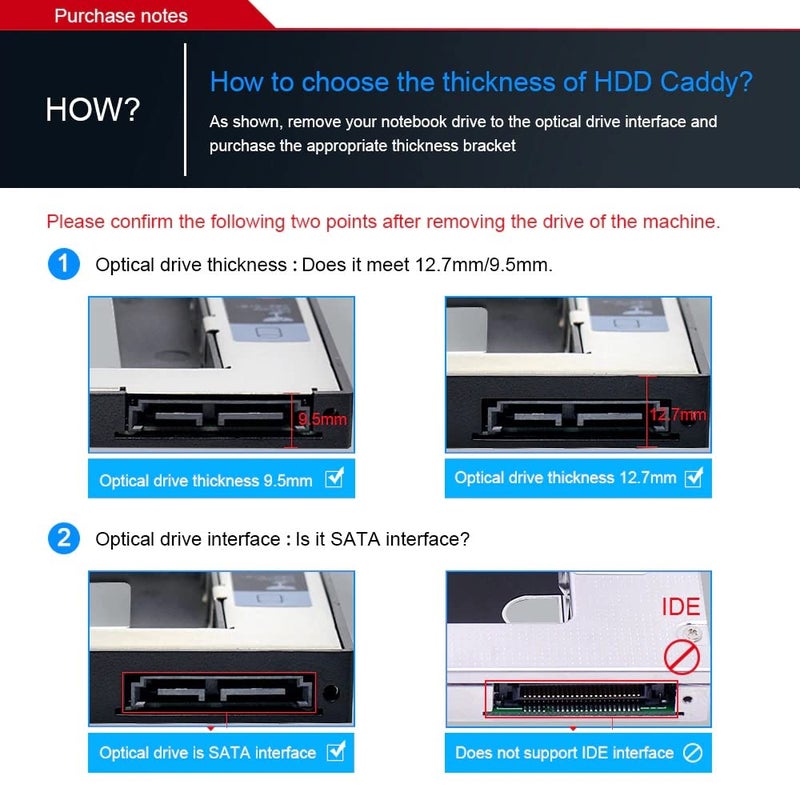 ETZIN حامل قرص صلب خارجي SATA 12.7 مم عالمي لجهاز اللابتوب CD/DVD-ROM - Image 2