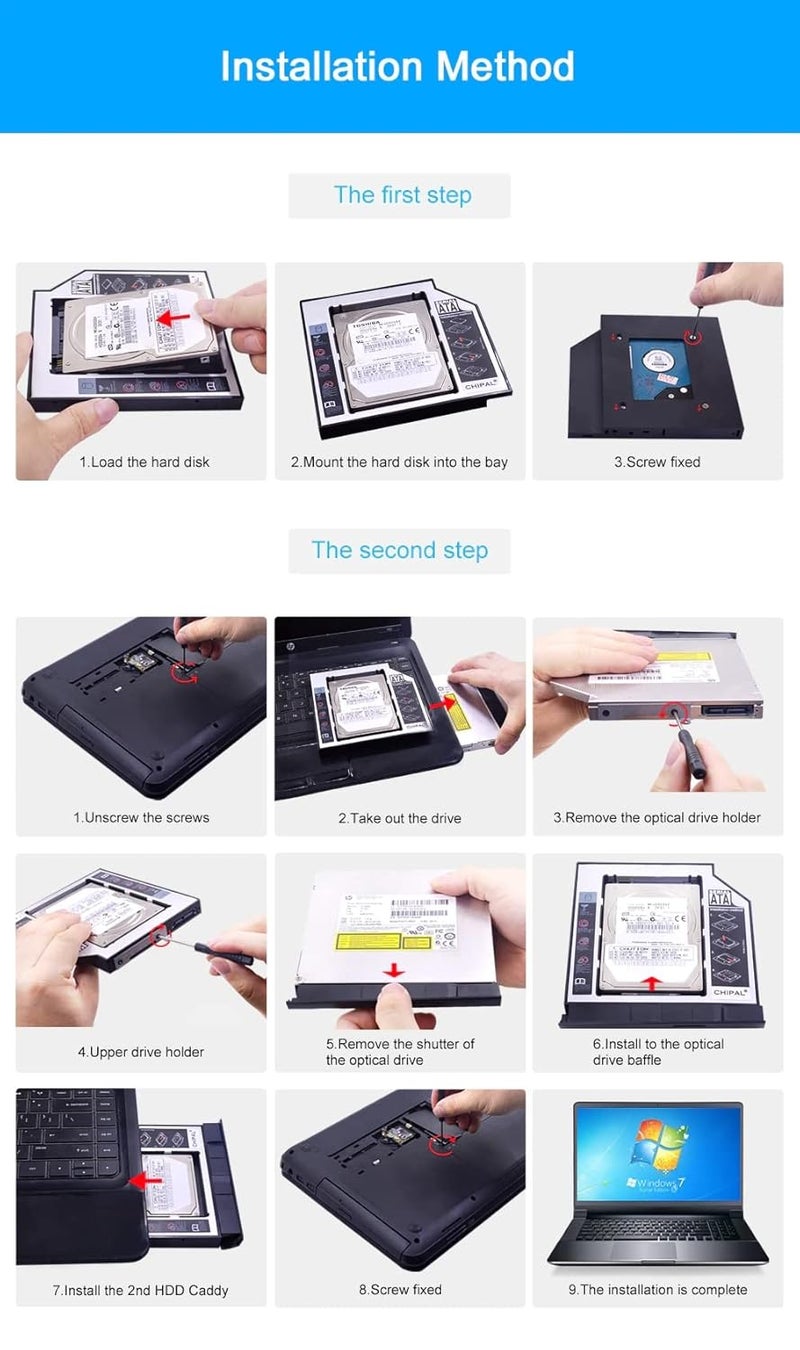 ETZIN حامل قرص صلب خارجي SATA 12.7 مم عالمي لجهاز اللابتوب CD/DVD-ROM - Image 5