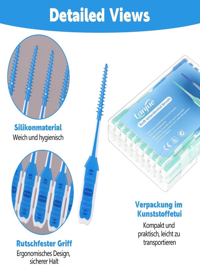 lanjue 200 Pcs Interdental Brush Picks for Braces, Soft Dental Cleaning Brushes for Teeth Cleaning, Floss Picks Alternative, Flexible Bristles for Sensitive, Reusable Tooth Cleaners with Travel Case(G - Image 3