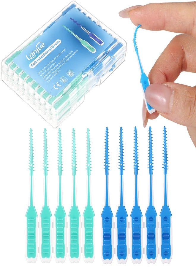 lanjue 200 Pcs Interdental Brush Picks for Braces, Soft Dental Cleaning Brushes for Teeth Cleaning, Floss Picks Alternative, Flexible Bristles for Sensitive, Reusable Tooth Cleaners with Travel Case(G - Image 1