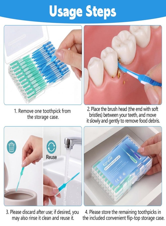 lanjue 200 Pcs Interdental Brush Picks for Braces, Soft Dental Cleaning Brushes for Teeth Cleaning, Floss Picks Alternative, Flexible Bristles for Sensitive, Reusable Tooth Cleaners with Travel Case(G - Image 4