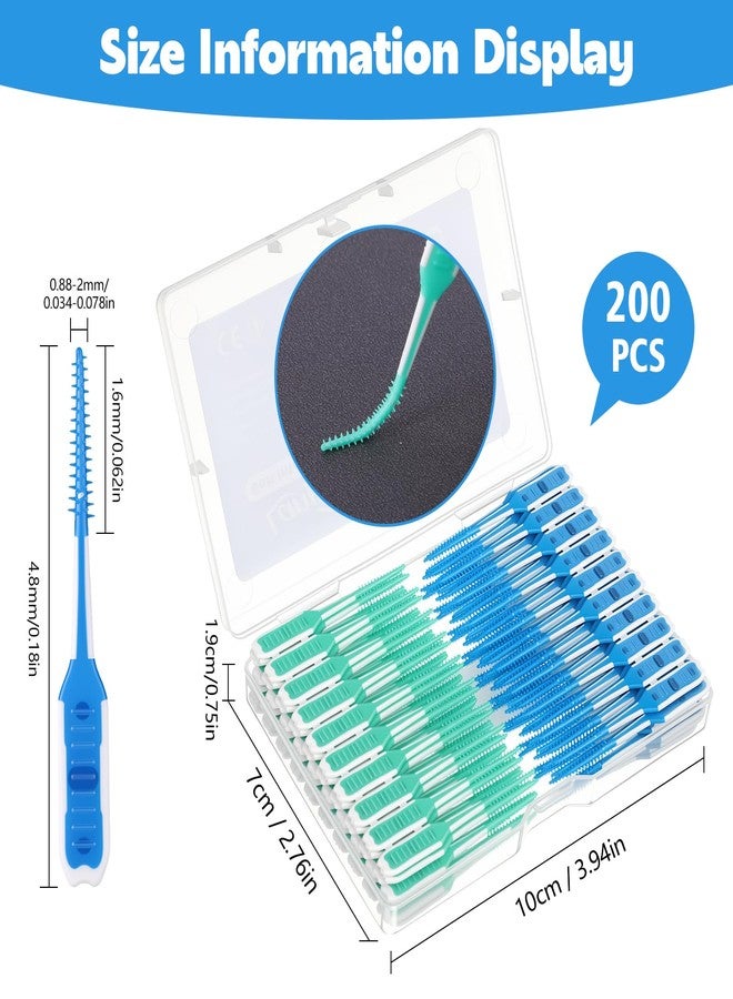 lanjue 200 Pcs Interdental Brush Picks for Braces, Soft Dental Cleaning Brushes for Teeth Cleaning, Floss Picks Alternative, Flexible Bristles for Sensitive, Reusable Tooth Cleaners with Travel Case(G - Image 2