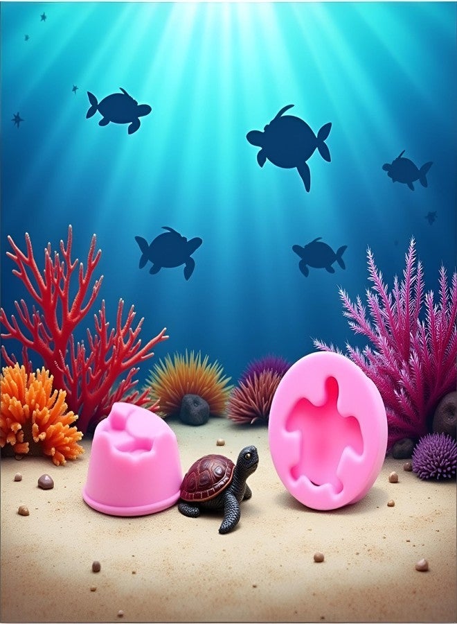 DPWOUM 6Pcs Sea Turtle Resin Mold Small, 3D Animal Silicone Molds for Resin Casting, Tortoise Making Mold for DIY and Plaster Casting,Cake,Chocolate,Soap,Polymer Clay Decoration Tools,Clay Molds - Image 2