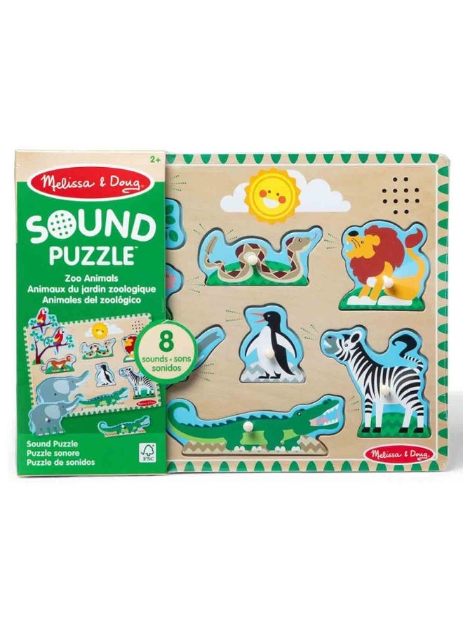 Melissa & Doug Zoo Animals Sound Puzzle – Interactive Wooden Puzzle with Animal Sounds for Toddlers - Image 4