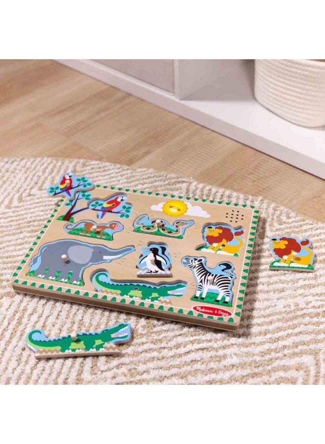 Melissa & Doug Zoo Animals Sound Puzzle – Interactive Wooden Puzzle with Animal Sounds for Toddlers - Image 3