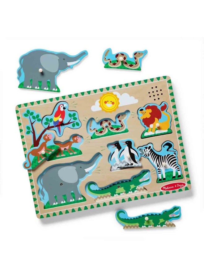 Melissa & Doug Zoo Animals Sound Puzzle – Interactive Wooden Puzzle with Animal Sounds for Toddlers - Image 5