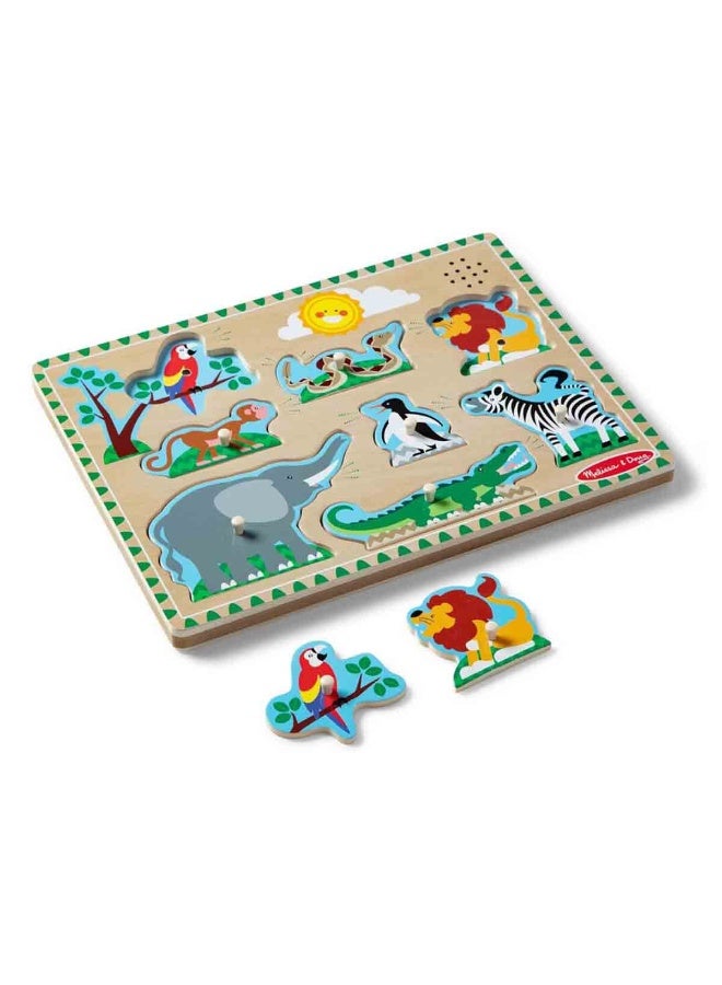 Melissa & Doug Zoo Animals Sound Puzzle – Interactive Wooden Puzzle with Animal Sounds for Toddlers - Image 2