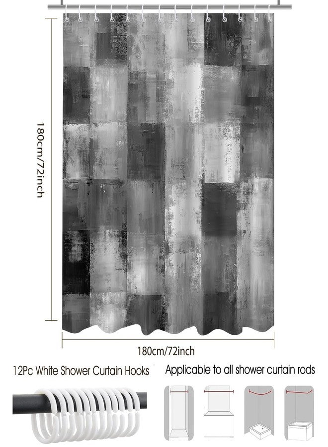 Mocsicka Grey Patchwork Shower Curtain, Black and White Modern Abstract Shower Curtain, Waterproof Fabric Gray Bath Curtain for Modern Grey Bathroom Decor, 72 X 72 Inch - Image 3