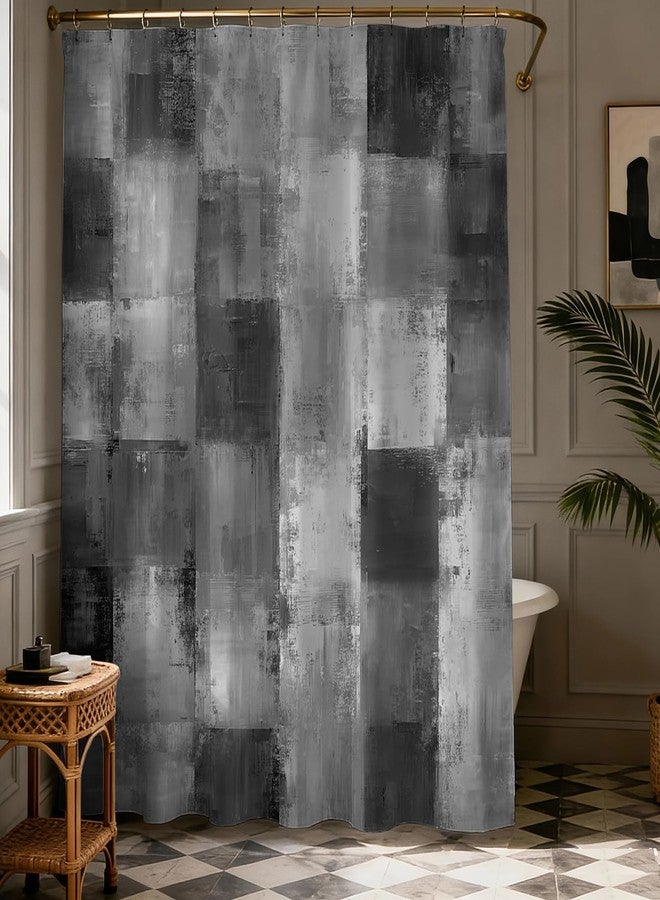 Mocsicka Grey Patchwork Shower Curtain, Black and White Modern Abstract Shower Curtain, Waterproof Fabric Gray Bath Curtain for Modern Grey Bathroom Decor, 72 X 72 Inch - Image 5