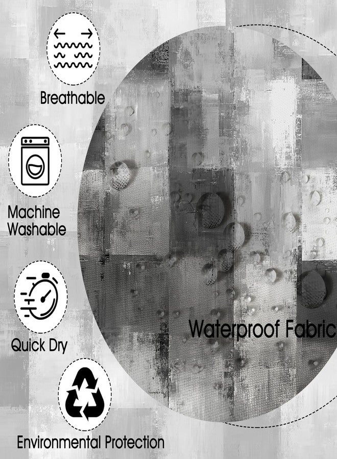 Mocsicka Grey Patchwork Shower Curtain, Black and White Modern Abstract Shower Curtain, Waterproof Fabric Gray Bath Curtain for Modern Grey Bathroom Decor, 72 X 72 Inch - Image 4