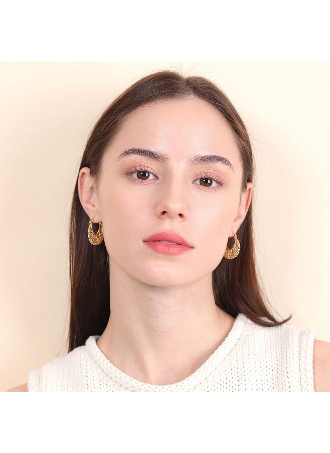 BONALUNA - Boho Chic Gold Or Silver Filigree Small Hoops Earrings For Women - Image 1