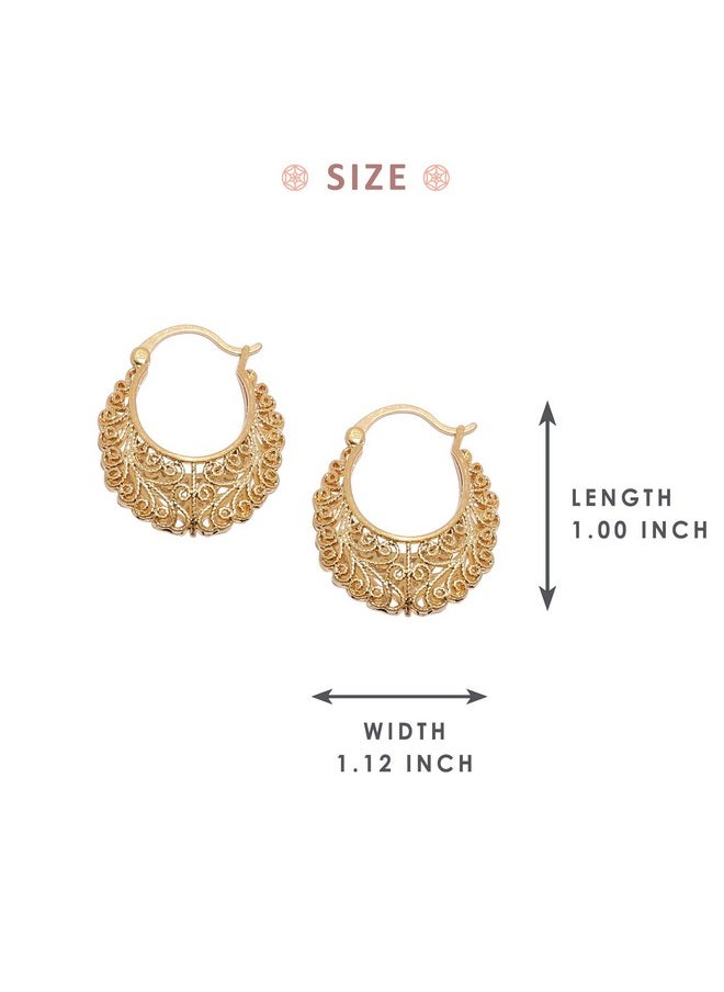 BONALUNA - Boho Chic Gold Or Silver Filigree Small Hoops Earrings For Women - Image 1
