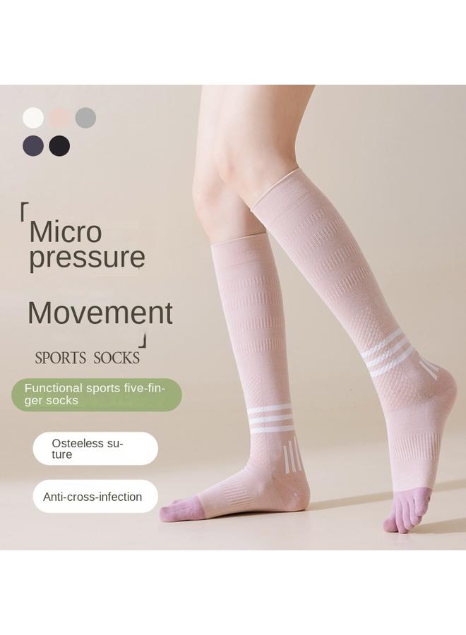 كوينج 透气显瘦袜长袜瑜伽女五指小腿袜压力袜跑步秋季长筒袜防滑袜子 - Image 2