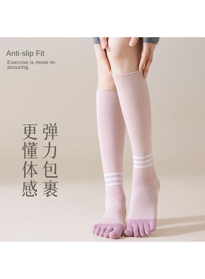 كوينج 透气显瘦袜长袜瑜伽女五指小腿袜压力袜跑步秋季长筒袜防滑袜子 - Image 3