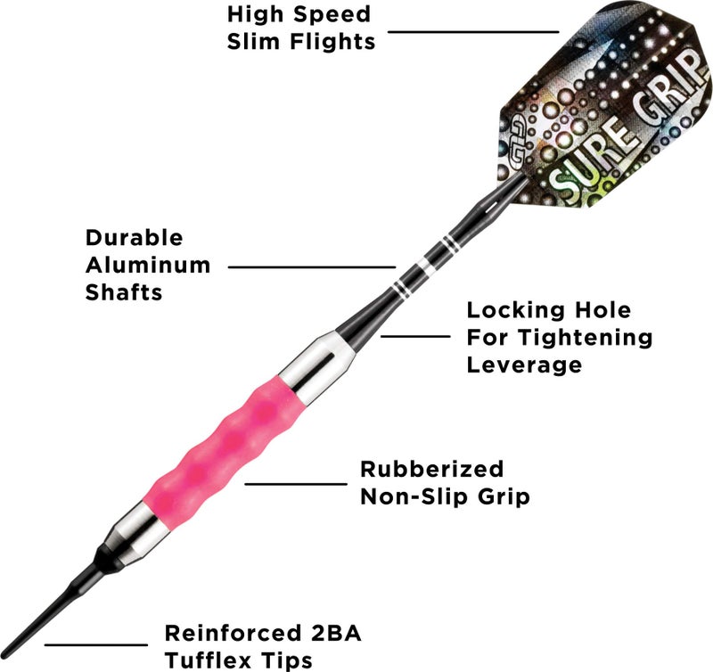 Viper Sure Grip Soft Tip Darts, Pink, 18 Grams - Image 3