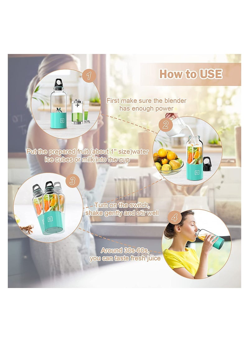 Excefore Portable Blender With Handle 17.6 Oz Rechargeable USB High Speed 4-Blades Fresh Fruit Mixer Outdoor Mini Portable Juicer for Fresh Fruit Shakes Ice Smoothies 2600mAh For Travel Sport outdoor  - Image 3