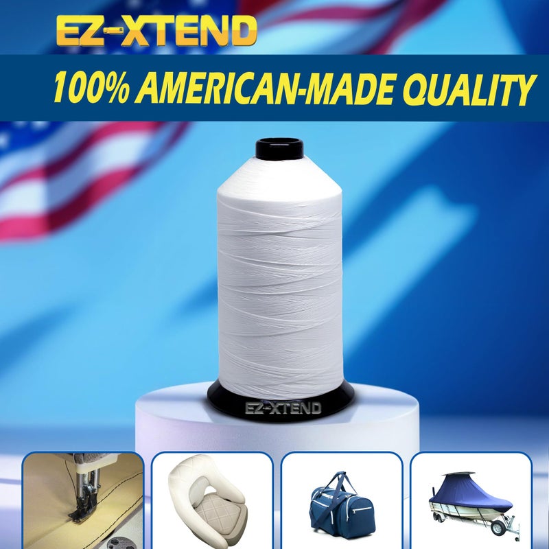 EZ-Xtend #138 Bonded Polyester Thread 100% American Made for Outdoor and Marine Fabric Sewing Applications, Awnings, Tarps, Canvas. for Heavy Duty and Industrial Sewing Machines (White, 8 oz) - Image 2