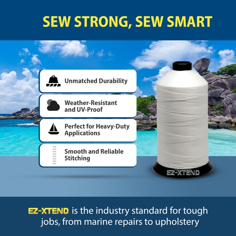 EZ-Xtend #138 Bonded Polyester Thread 100% American Made for Outdoor and Marine Fabric Sewing Applications, Awnings, Tarps, Canvas. for Heavy Duty and Industrial Sewing Machines (White, 8 oz) - Image 4