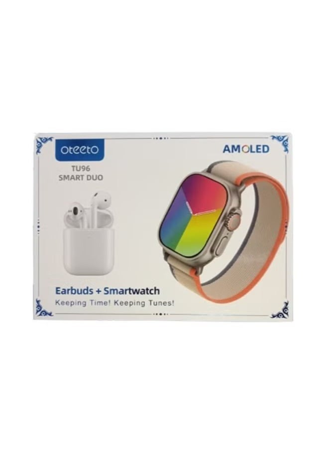 Oteeto Smart Duo Smart Watch with AMOLED Display, Bluetooth Earphone, and Wireless Charger – All-in-One Smartwear for Health, Connectivity & Convenience - Image 5