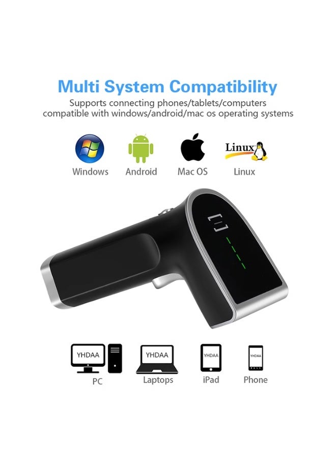 Generic 1D/2D Wireless Barcode Scanner with Stand, 2.4G Transmission up to 100m, Rechargeable 2600mAh Battery, Shockproof Durable Design, Compatible with iOS, Android, Windows, Mac OS, Plug and Play  - Image 5