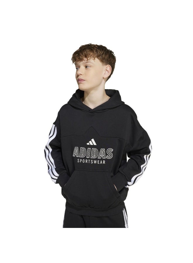 Adidas J Hot Fl Hood Black Training Sweatshirts For Junior 7-8Y  - Image 3