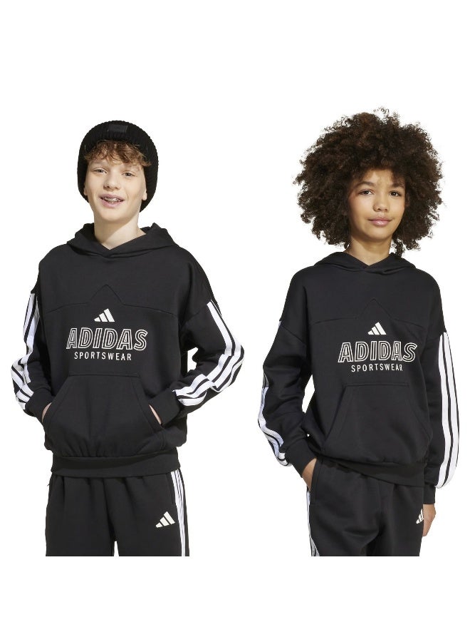 Adidas J Hot Fl Hood Black Training Sweatshirts For Junior 7-8Y  - Image 1