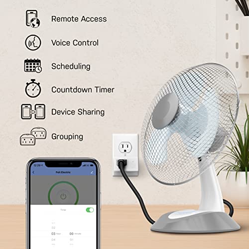 Feit Electric WiFi Work with Alexa and Google Home, Feit App, No hub required, Remote Control From Anywhere 15 Amp Smart Outlet Plug, Indoor, 120 volts, Plastic, White - Image 3