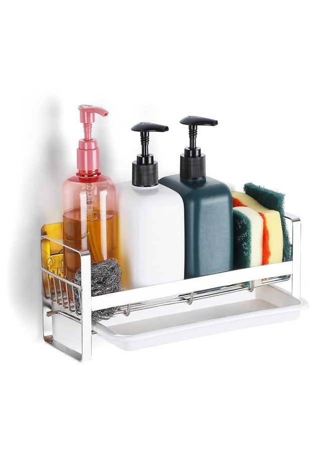 GALLY Stainless Steel Sink Caddy Organizer with Removable Drip Tray (30 x 9.5 x 9.5 cm) | Sponge Holder & Soap Stand | Countertop or Adhesive Wall Mount | Rust-Resistant Kitchen Essential - Image 1
