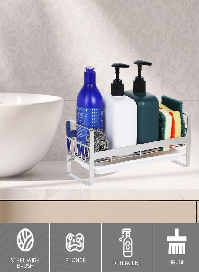 GALLY Stainless Steel Sink Caddy Organizer with Removable Drip Tray (30 x 9.5 x 9.5 cm) | Sponge Holder & Soap Stand | Countertop or Adhesive Wall Mount | Rust-Resistant Kitchen Essential - Image 4