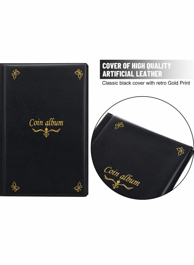 Excefore ألبوم حامل كتب لمجموعة العملات المعدنية لهواة الجمع، حافظة تخزين لعرض العملات المعدنية تحتوي على 150 جيبًا، مستلزمات مجموعات صندوق تنظيم الأكمام، عملة المال، البنسات، أرباع سوداء - Image 5