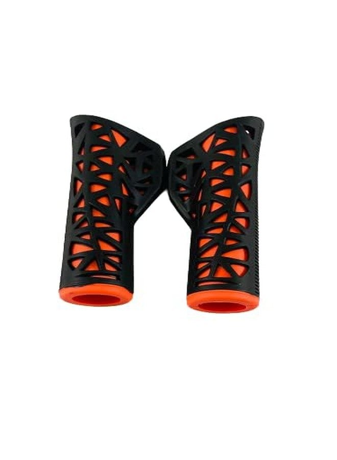 Shrenik Cycle Handle Grip 12.5cm Length Dual Soft Rubber Non Toxic Anti-Slip MTB/City Bicycle Bike (Black-Orange) - Image 3