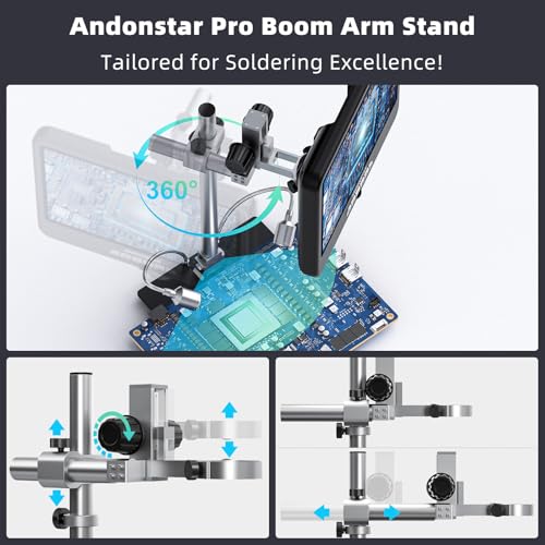 Andonstar 4K 60FPS 10.1" HDMI Digital Microscope for Soldering, 64MP 3840P UHD Video Audio Record, AD210S-Pro Electronic PCB Microscope for Adults, Error Coins, Pro Boom Arm Stand, 64GB - Image 4