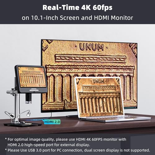 Andonstar 4K 60FPS 10.1" HDMI Digital Microscope for Soldering, 64MP 3840P UHD Video Audio Record, AD210S-Pro Electronic PCB Microscope for Adults, Error Coins, Pro Boom Arm Stand, 64GB - Image 5