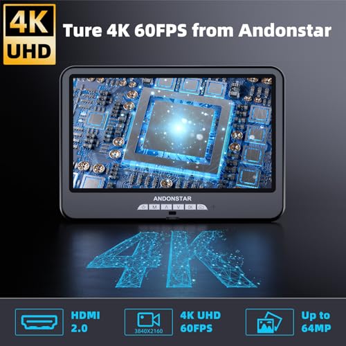 Andonstar 4K 60FPS 10.1" HDMI Digital Microscope for Soldering, 64MP 3840P UHD Video Audio Record, AD210S-Pro Electronic PCB Microscope for Adults, Error Coins, Pro Boom Arm Stand, 64GB - Image 2