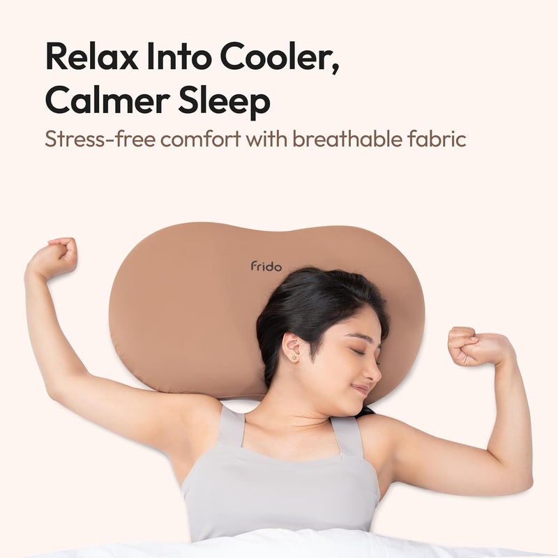 Frido Cuddle Pillow | Breathable & Ultra-Soft Memory Foam | Sleeping Support for Adults | Best Hugging Pillow for Side Sleepers & Travel | Anti-Frizz & Skin-Friendly – Mocha Brown - Image 5