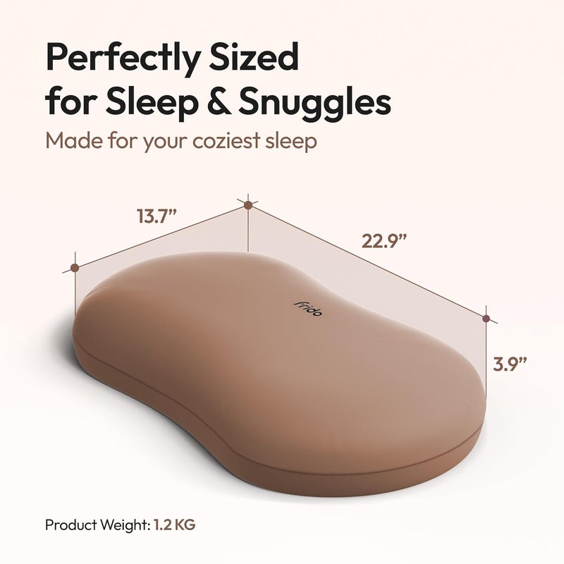 Frido Cuddle Pillow | Breathable & Ultra-Soft Memory Foam | Sleeping Support for Adults | Best Hugging Pillow for Side Sleepers & Travel | Anti-Frizz & Skin-Friendly – Mocha Brown - Image 4