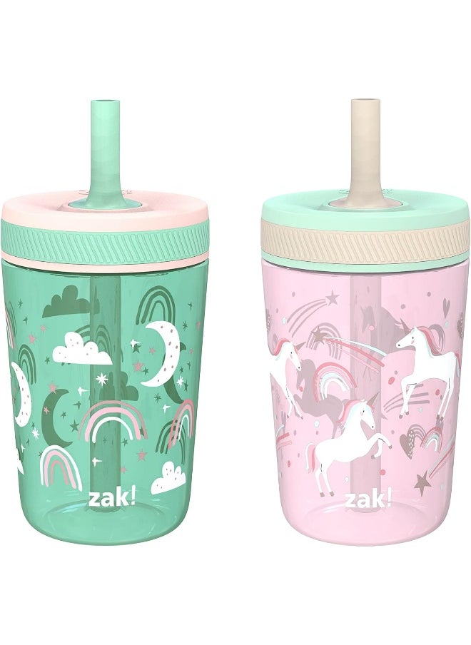 Zak Designs Zak Designs Kelso Toddler Cups For Travel or At Home, 15oz 2-Pack Durable Plastic Sippy Cups With Leak-Proof Design is Perfect For Kids  - Image 1