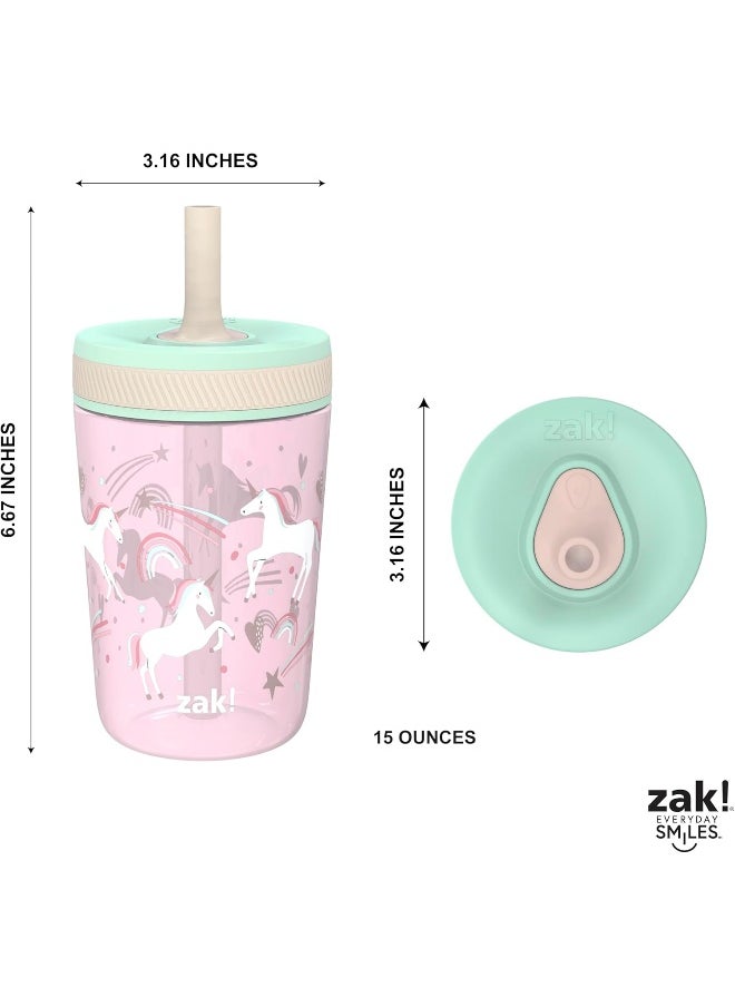 Zak Designs Zak Designs Kelso Toddler Cups For Travel or At Home, 15oz 2-Pack Durable Plastic Sippy Cups With Leak-Proof Design is Perfect For Kids  - Image 5
