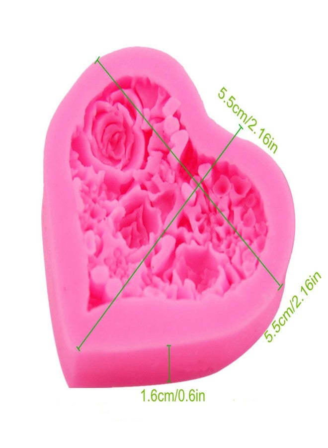 NINEXY 2PCS Rose Flower Love Heart Silicone Soap Mold Fondant Sugar Chocolate Candy Cake Mold Valentine's Day Gift - Image 2