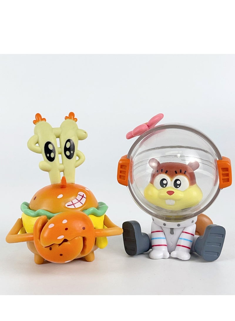 SpongeBob SquarePants Burger Party Figurines, Delicious Krabby Patty Cartoon Anime Dolls, Trendy Models for Desktop Decoration, 6 SpongeBob Characters, Packaged in Bags, PVC Material  - Image 4